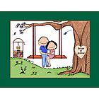 Personalized Couple on a Swing Cartoon