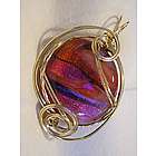 Fiery Oval Dichroic Glass Pendant