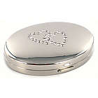 Personalized Oval Compact Mirror with Swarovski Crystals Hearts