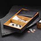 Black Leather and Birch Wood Valet