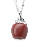Sterling Silver Red Jade Apple Pendant
