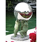 10" Gazing Ball with Muscle Frog Trio Stand