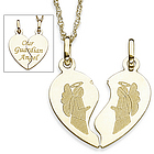 10K Gold Breakable Guardian Angel Heart Pendant