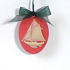 Sail Boat Christmas Tree Ornament in Caribbean Coral