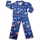 Boys Long Sleeve Coat Style Pajamas in Royal Blue