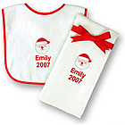 Baby's First Christmas Santa Claus Bib and Burp Gift Set