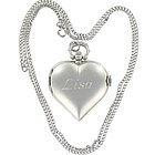 Personalized Silver Heart Locket Necklace with Watch