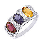 14k White Gold Multi-Color & Diamond Ring