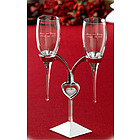 Silver Heart Champagne Flute Set