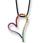14k White Gold Multi Sapphire Heart Pendant