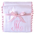 Personalized Pique White with Pink Burp Cloth Set