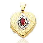 Ruby Diamond 14k Yellow Gold Heart Locket