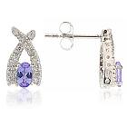 Tanzanite and Diamond Earrings in 14K White Gold