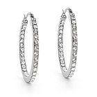 Large Crystal Silver Hoops