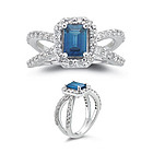 Sapphire and Diamond Ring in 18K White Gold