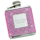 Engraved Flask with Pink Crystals