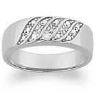 Men's Sterling Silver Diamond Wedding Band