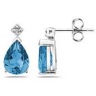 Pear Shaped Blue Toapz & Diamond Earrings in White Gold