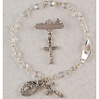 Silver Baby Bracelet with Crystal Beads and Pin Set