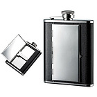 Personalized 6 Oz Flask with Cigarette Case Holder