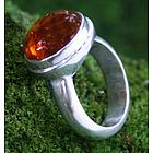 Honey Amber Solitaire Ring