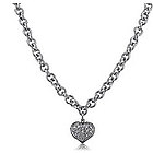 Sterling Silver CZ Accent Heart Charm Toggle Necklace