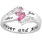 Sterling Silver Couple's Marquise Birthstone Name Ring