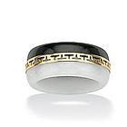 14K Gold Black and White Jade Women's Ring