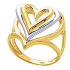 14 Karat Ladies Two Toned Double Heart Ring