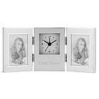 Silver Double Photo Frame Alarm Clock