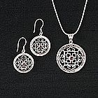 Silver & Garnet Mandala Necklace