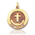 14k Yellow Gold Heavenly Cross Small Confirmation Medal