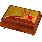 Italian Inlay Carousel Horse Jewelry Box with Custom Tune