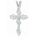 14K W Gold Lobster Lock Diamond Cross Pendant