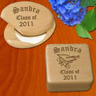 Personalized 'Class of' Wooden Jewelry Box and Compact Mirror Set