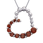Silver Garnet Heart Pendant