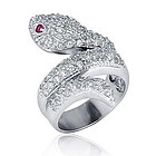 Snake Fashion Ring in Sterling Silver Cubic Zirconia