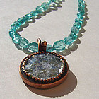 Roman Glass Necklace on Blue Apatite Strand