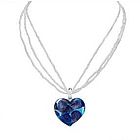 Blue & Silver-Tone Bubble Heart-Shaped Venetian Glass Necklace