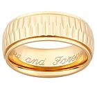 Mens Gold Stainless Steel Engraved Wedding Band