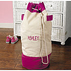 Pink and White Duffel Bag