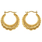 10k Gold Ribbed Hoop Earrings