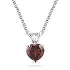 0.97 Cts Garnet Solitaire Heart Pendant in 14K White Gold