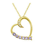 14k Gold Tanzanite and Diamond Heart Pendant