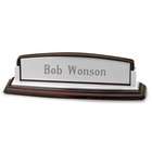 Mahogany and Silver Nameplate