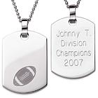 Stainless Steel Engraved Football Dog Tag Pendant