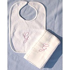 Single Initial Bib and Burp Cloth Set