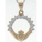 10K Gold Claddagh Pendant with Cubic Zirconia