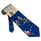 Hockey Game Blue Polyester Tie