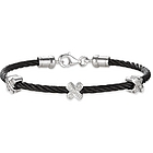 Black Stainless Steel Cable Bracelet with Diamond X Stations